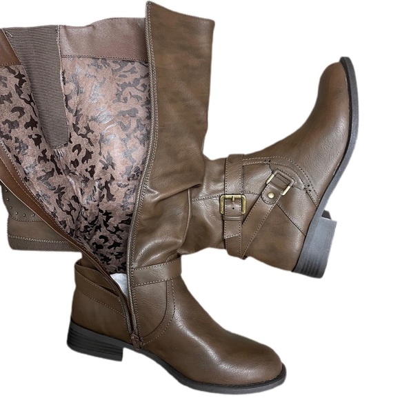 White Mountain- Brown Ruched Liona Boot - Size 8 Wide Calf - NIB! - Picture 11 of 13